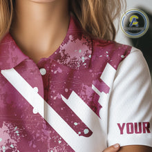 Load image into Gallery viewer, Pink and white golf ball flame Women golf polo shirts custom team golf shirts, ladies golf clothing NQS10977