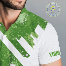 Load image into Gallery viewer, Green and white golf ball flame Men golf polo shirts custom team golf shirts, mens golf clothing NQS10978