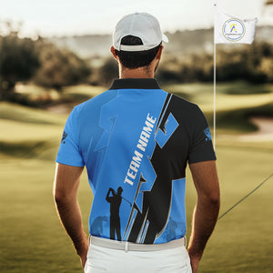 Mens golf polo shirts custom blue and black golf tops for men, best golf gifts NQS10062