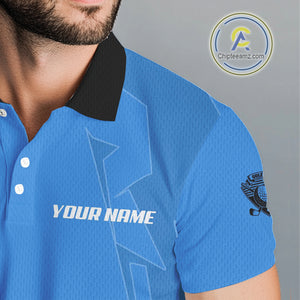 Mens golf polo shirts custom blue and black golf tops for men, best golf gifts NQS10062