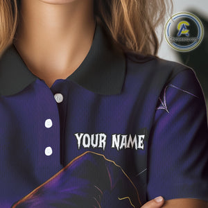 Funny Purple Skull Halloween Women golf polo shirts Custom Halloween team ladies golf wear NQS10804