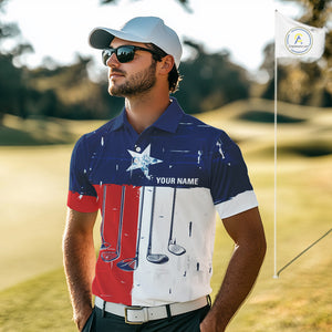 Texas Flag Golf Clubs Mens Golf polo shirt Custom patriotic Mens golf top, personalized golf gifts NQS10381