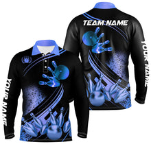 Load image into Gallery viewer, Black and Blue Mens Bowling shirts custom bowling apparel team bowling jerseys, bowling gifts NQS7755