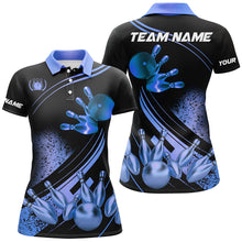 Load image into Gallery viewer, Black and Blue Womens Bowling shirts custom bowling apparel team bowling jerseys, bowling gifts NQS7755