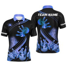 Load image into Gallery viewer, Black and Blue Mens Bowling shirts custom bowling apparel team bowling jerseys, bowling gifts NQS7755