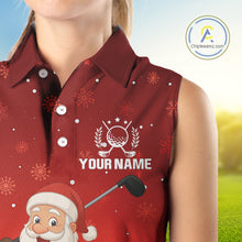 Load image into Gallery viewer, Funny Santa Golf Red Christmas snowflake pattern Sleeveless Golf Polo shirts Custom Xmas Golf Outfits NQS10993
