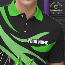 Load image into Gallery viewer, Green flame bowling 1/4 zip, mens polo bowling shirts Custom Team bowling shirts for men NQS11394