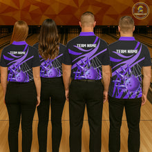 Load image into Gallery viewer, Purple flame short-sleeve, long-sleeve bowling shirts for women Custom Team bowling outfit women NQS11395