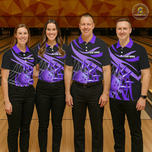Load image into Gallery viewer, Purple flame short-sleeve, long-sleeve bowling shirts for women Custom Team bowling outfit women NQS11395