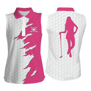 Custom funny Womens sleeveless polo shirts multi-color, ladies golf tops, golfing gifts NQS4274
