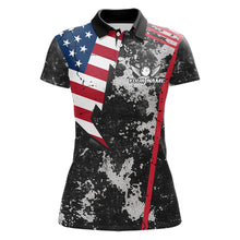 Load image into Gallery viewer, American Flag grunge Women Bowling polo shirts, 1/4 zip shirt Custom patriotic team bowling jerseys NQS11405