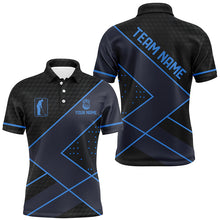 Load image into Gallery viewer, Black and Blue Mens golf polo shirts custom golf apparel for men, personalized golf gifts for men NQS8000
