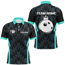 Load image into Gallery viewer, Bowling Polo, Quarter zip shirt for men custom camo bowling Team jerseys, gift for bowler | Turquoise NQS8201