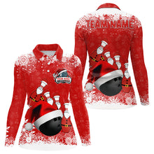 Load image into Gallery viewer, Womens bowling polo shirts Custom Christmas snowflake bowling ball Bowling Team league Jersey NQS6806