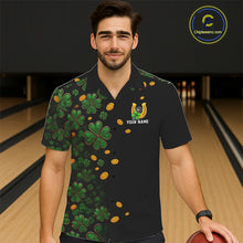 Load image into Gallery viewer, Personalized Green Clover St Patrick's Day pattern Bowling Hawaiian Shirts, Team Bowling Outfit NQS11206