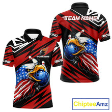 Load image into Gallery viewer, Custom Black and Red Camo American Flag Eagle Bowling shirts for men, patriotic bowling team shirts NQS11609