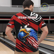 Load image into Gallery viewer, Custom Black and Red Camo American Flag Eagle Bowling shirts for men, patriotic bowling team shirts NQS11609