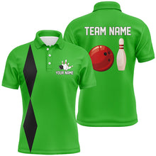 Load image into Gallery viewer, Personalized Retro Bowling Polo, Quarter Zip Shirts For Men custom vintage bowling team jersey | Green NQS8002
