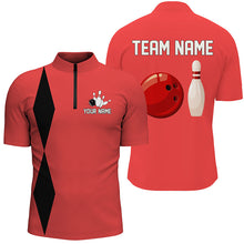 Load image into Gallery viewer, Personalized Retro Bowling Polo, Quarter Zip Shirts For Men custom vintage bowling team jerseys | Red NQS8004