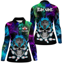 Load image into Gallery viewer, Colorful smoke Skull bowling Polo, Quarter Zip shirt for Women Custom Team bowling League jerseys NQS8015