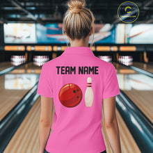 Load image into Gallery viewer, Personalized Retro Bowling Polo, Quarter Zip Shirt For Women custom vintage bowling team jersey| Pink NQS11012