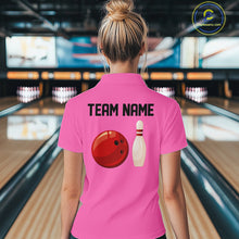Load image into Gallery viewer, Personalized Retro Bowling Polo, Quarter Zip Shirt For Women custom vintage bowling team jersey| Pink NQS11012