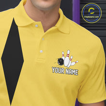 Load image into Gallery viewer, Personalized Retro Bowling Polo, 1/4 Zip Shirts For Men custom vintage bowling team jersey | Yellow NQS11013