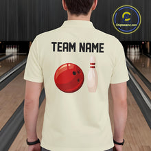 Load image into Gallery viewer, Personalized Retro Bowling Polo, 1/4 Zip Shirts For Men custom vintage bowling team jersey | Beige NQS11015