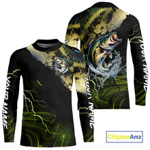 Load image into Gallery viewer, Personalized Largemouth Bass Fishing jerseys, Bass scales lightning thunder tournament fishing shirts NQS11226