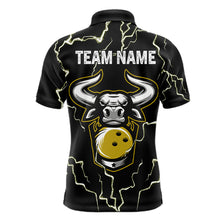 Load image into Gallery viewer, Bowling Bull Thunder Lightning Black &amp; Yellow Bowling shirt for men custom Bowling Team League Jersey NQS11418
