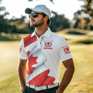 Canadian flag Mens golf polo shirts custom white golf ball team patriotic golf shirts for mens golfers NQS9657