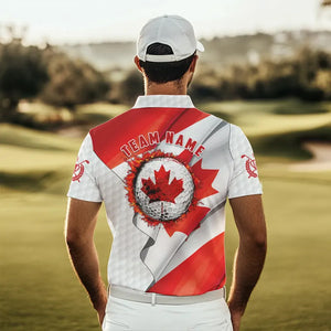 Canadian flag Mens golf polo shirts custom white golf ball team patriotic golf shirts for mens golfers NQS9657