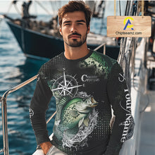Load image into Gallery viewer, Custom Black and Green Crappie fishing scales compass Performance long sleeve Fishing Team Shirts NQS11727