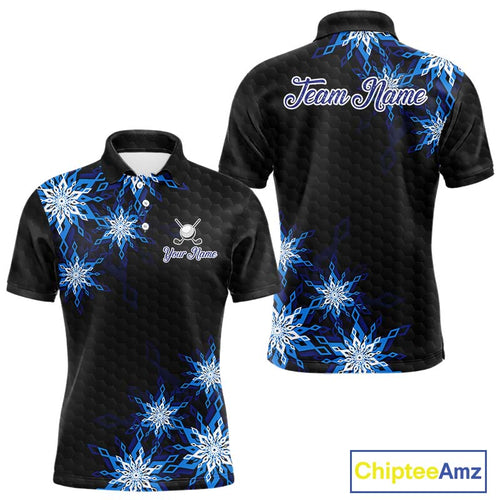 Blue snowflake black camo Christmas Golf Polo shirts For Men custom golf outfit men, best golf gifts NQS11029
