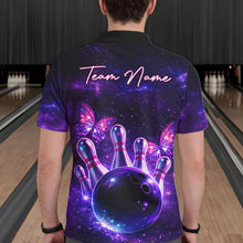 Load image into Gallery viewer, Custom Purple Galaxy Butterfly Bowling Shirts For Men, Bowling Team Shirt With Butterflies NQS11627