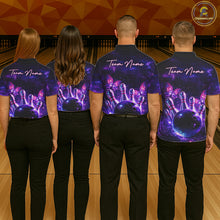 Load image into Gallery viewer, Custom Purple Galaxy Butterfly Bowling Shirts For Men, Bowling Team Shirt With Butterflies NQS11627