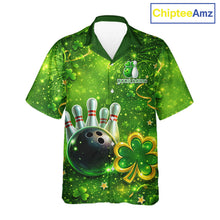 Load image into Gallery viewer, Happy St Patrick's Day Green and Gold Shamrock Bowling Button-up Shirts Custom Team Bowling Jersey NQS11630