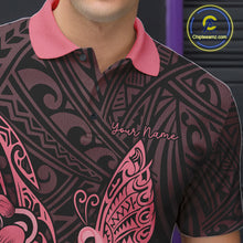 Load image into Gallery viewer, Black and Pink tropical tribal pattern butterfly Bowling Shirts For Men Custom Bowling Team Jerseys NQS11731