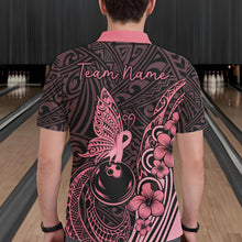 Load image into Gallery viewer, Black and Pink tropical tribal pattern butterfly Bowling Shirts For Men Custom Bowling Team Jerseys NQS11731