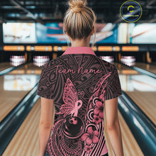 Load image into Gallery viewer, Black and Pink tropical tribal pattern butterfly Bowling Shirts For Women Custom Bowling Team Jerseys NQS11731
