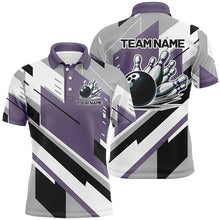 Load image into Gallery viewer, Personalized Bowling Shirts For Men, Team Bowling Jerseys Bowling Pins | Purple NQS8912