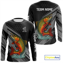 Load image into Gallery viewer, Personalized Black camo Brook Trout Fishing Jersey, Brook Trout Long Sleeve Fishing Tournament Shirts NQS11033
