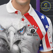 Load image into Gallery viewer, Red, White and Blue US Flag Eagle Bowling Shirts For Men Custom Patriotic Team Bowling Jersey NQS11632