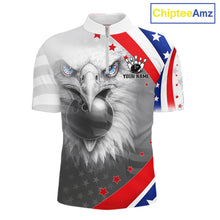 Load image into Gallery viewer, Red, White and Blue US Flag Eagle Bowling Shirts For Men Custom Patriotic Team Bowling Jersey NQS11632