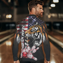 Load image into Gallery viewer, Smoke American Flag Tiger Bowling Polo, 1/4 Zip Shirts for Men Custom patriotic Team Bowling jerseys NQS9672