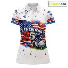 Load image into Gallery viewer, Freedom 250th Anniversary American Flag Golf Polo shirts for Women Custom patriotic team golf outfit NQS11445