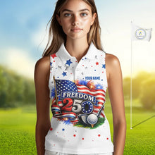 Load image into Gallery viewer, Freedom 250th Anniversary American Flag Sleeveless Golf Polo shirts Custom patriotic team golf outfit NQS11445