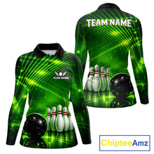 Load image into Gallery viewer, Green Light Bowling Polo, Quarter Zip Shirts For Women Custom Bowling Team Jerseys, Gift For Bowlers NQS11737