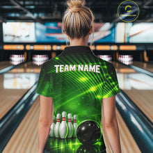 Load image into Gallery viewer, Green Light Bowling Polo, Quarter Zip Shirts For Women Custom Bowling Team Jerseys, Gift For Bowlers NQS11737