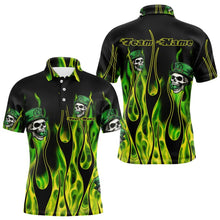 Load image into Gallery viewer, Green Flame clover skull St Patrick's Day Mens bowling shirts Custom Lucky Bowling Team Jerseys NQS9379